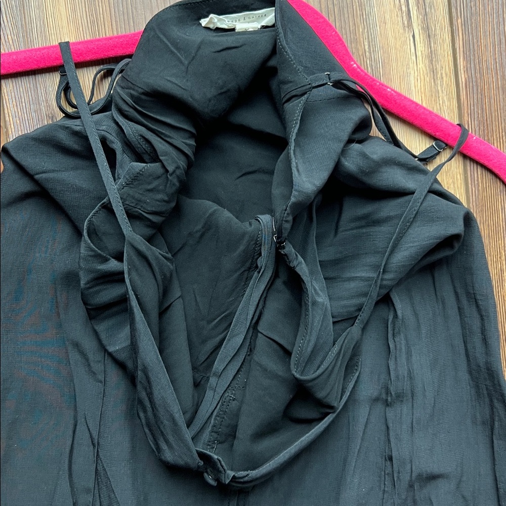 Grade & Gather Medium Button Black Spaghetti Strap Midi Dress - Picture 4 of 10